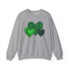 Green Heart Patterns Unisex Heavy Blend Crewneck Sweatshirt | St. Patrick's Day/Christmas