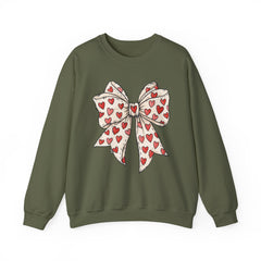 Valentine Heart Bow Sweatshirt — Cute Ribbon Graphic Crewneck