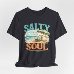 Salty Soul Beach T-Shirt — Vintage Umbrella & Chair Summer Tee
