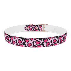 Dog Collar- Pink Leopard Print Hearts