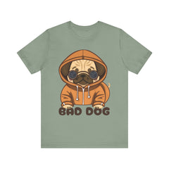 Graphic Tee with Cute Bad Dog Illustration - Unisex Jersey Short Sleeve Tee