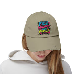 Fizz Around and Find Out Unisex Distressed Cap, Casual Hat, Trendy Headwear, Fizz Jewelry Reveals