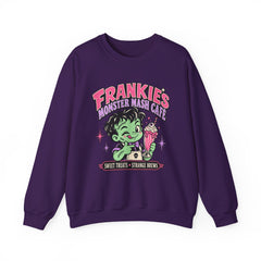 Frankie’s Monstermash Café Sweatshirt — Retro Cute Frankenstein Milkshake Halloween Crewneck