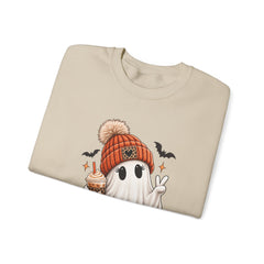 Cozy Pumpkin Ghost Sweatshirt – Cute Halloween Fall Crewneck