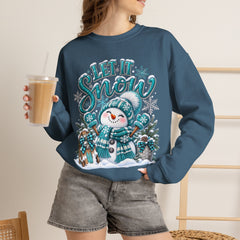 Let It Snow Snowman Crewneck Sweatshirt — Cozy Holiday Winter Pullover