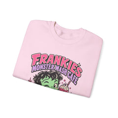 Frankie’s Monstermash Café Sweatshirt — Retro Cute Frankenstein Milkshake Halloween Crewneck