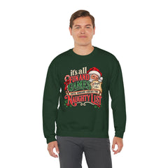 Christmas Sweatshirt — "It's all fun and games until Santa checks the naughty list" Cozy Holiday Gildan Crewneck