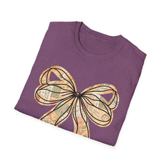 Vintage Newspaper Print Pen & Ink Bow T-Shirt