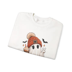 Cozy Pumpkin Ghost Sweatshirt – Cute Halloween Fall Crewneck