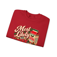 Eggnog Crewneck Sweatshirt – “Most Likely to Spike the Eggnog” Holiday Sweater