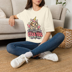 "If I Were a Unicorn I Would Stab You With My Horn" Funny Graphic Tee
