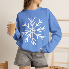 Cozy Snowflake Crewneck Sweatshirt for All Seasons |Hand drawn, Lounging, Holidays, Snow