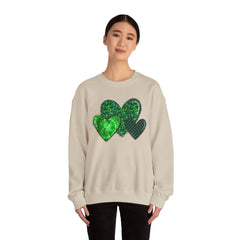 Green Heart Patterns Unisex Heavy Blend Crewneck Sweatshirt | St. Patrick's Day/Christmas