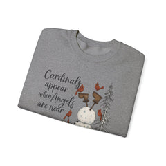 Angel & Cardinal Sweatshirt, Cozy Crewneck for Winter, Holiday Gift, Winter Fashion, White Christmas Sweatshirt,