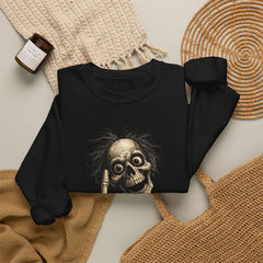 Skeleton Middle Finger Crewneck Sweatshirt — Edgy Gothic Halloween Graphic