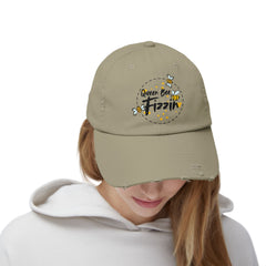 Distressed Cap with Queen Bee Fizzin Design, Vintage Hat, Bee Lovers, Jewelry Reveals