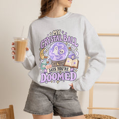Doomed Crystal Ball Crewneck Sweatshirt — Cute Pastel Gothic Fortune-Telling Graphic