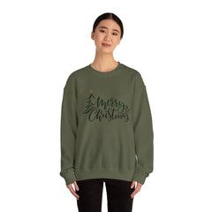 "Merry Christmas" Crewneck, Unisex Sweater, Winter Fashion, Festive Apparel, Holiday Gift, Christmas tree