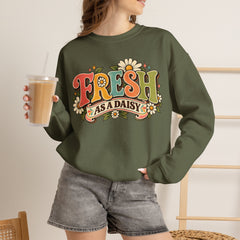 Fresh as a Daisy Crewneck Sweatshirt – Retro Spring Floral Graphic