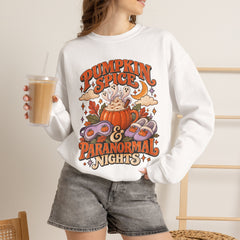 Pumpkin Spice & Paranormal Nights Crewneck Sweatshirt - Halloween