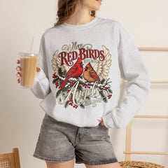 Red Birds Are Angels Crewneck Sweatshirt — Memorial Cardinal Tribute Sweater- Christmas Vibes