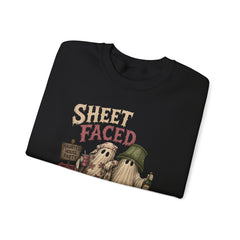 Sheet Faced Crewneck Sweatshirt — Funny Halloween Ghosts Graphic