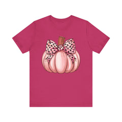 Cute Pink Pumpkin Graphic Tee for Fall, Autumn Shirt, Halloween Top, Harvest Celebration T-Shirt, Seasonal Apparel, Gift Idea