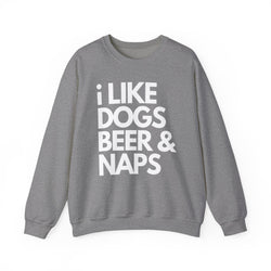 I LIKE DOGS, BEER & NAPS - Unisex Heavy Blend™ Crewneck Sweatshirt