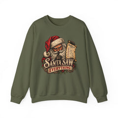 Santa Saw Everything Crewneck Sweatshirt — Vintage Naughty or Nice Christmas Sweater