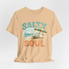 Salty Soul Beach T-Shirt — Vintage Umbrella & Chair Summer Tee