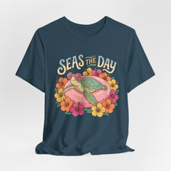 Seas the Day Turtle Tee — Vintage Floral Beach T-Shirt