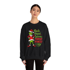 Rock - Paper - Scissors - Throat Punch- Dr. Seuss Grinch Christmas Sweatshirt