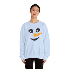 Happy Snowman Crewneck Sweatshirt | Winter Apparel, Christmas Gift, Cozy Sweater, Holiday Clothing, Carrot Nose Design
