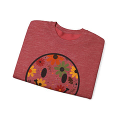 Floral Smile Sweatshirt — Retro Fall Flowers Smiley Crewneck