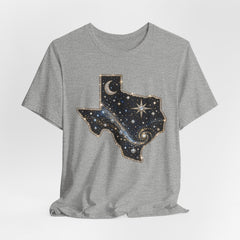 Texas Night Sky Tee — Celestial Moon & Stars State Graphic T-Shirt