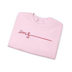 Love Script Crewneck Sweatshirt — Minimal Red Handwritten Design