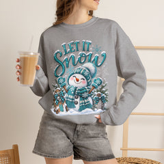 Let It Snow Snowman Crewneck Sweatshirt — Cozy Holiday Winter Pullover