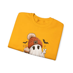Cozy Pumpkin Ghost Sweatshirt – Cute Halloween Fall Crewneck