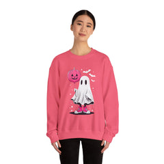 Pink Balloon Halloween Ghost Sweater | Unisex Crewneck Sweatshirt for Cozy Autumn Nights, Halloween Party, Spooky