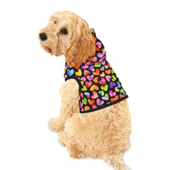 Pet Hoodie - Rainbow Hearts on Black