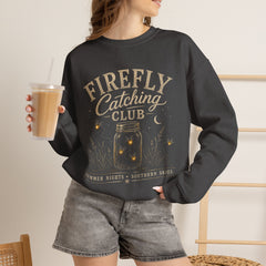 Firefly Catching Club Sweatshirt — Vintage Mason Jar Summer Nights Crewneck - Southern Heritage