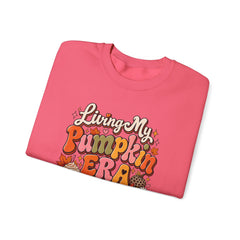 Pumpkin Era Crewneck Sweatshirt — "Living My Pumpkin Era" Fall Graphic Sweatshirt