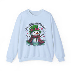 "I'm Having a Meltdown" Beautiful Melting Snowman Christmas Gildan Crewneck