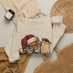 Santa Saw Everything Crewneck Sweatshirt — Vintage Naughty or Nice Christmas Sweater