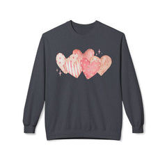 Heart Watercolor Crewneck Sweatshirt — Pink Hearts Graphic Pullover for Valentine’s Day