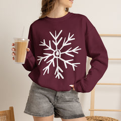 Cozy Snowflake Crewneck Sweatshirt for All Seasons |Hand drawn, Lounging, Holidays, Snow