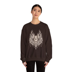 Deer Mandala Crewneck Sweatshirt — Vintage Stag Floral Graphic