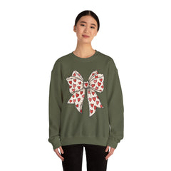 Valentine Heart Bow Sweatshirt — Cute Ribbon Graphic Crewneck