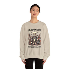 Skeleton Coffee Sweatshirt, Dead Inside But Caffeinated Crewneck, Halloween Gift, Unisex Fall Apparel, Cozy Lounge Wear
