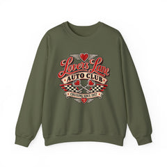 Lovers Lane Auto Club Vintage Racing Graphic Crewneck Sweatshirt- Valentine